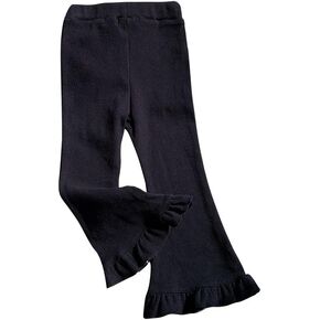 LNICEAR Toddler Baby Girl Ruffle Leggings Bell Bottoms Stretch Solid Color Ribbed Flare Pants