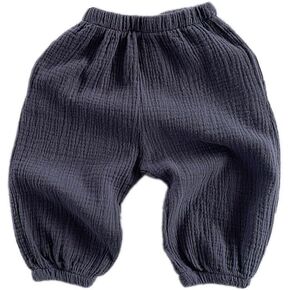 LNICEAR Toddler Baby Boys Girls Pants Basic Plain Comfy Cotton Linen Casual Trousers Bloomers in Kuwait