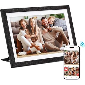 IIQ 15.6-inch Digital Picture Frame with Touch Screen - Auto-Rotation, 1080P IPS Display, 32GB, Dual WiFi & Frameo App, Modern Wooden Frame for Weddings, Home & Photographers