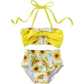 Toddler Girls Swimsuit Fruit Print Swimwear Kids Two Piece Bathing Suits Bowknot Beach Bikini Set 12M-5T