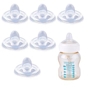 6pcs Wide-Neck Nipple for Dr. Brown's, 100% Soft Silicone Baby Bottle Teat Sippy Straw Spout Nipple Replacement Accessories BPA-Free Compatible with Dr. Brown's Wide-Neck Bottle