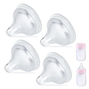 4 Packs Silicone Bottle Nipples Compatible with Spectra Bottles, Replacement Bottle Nipple, BPA-Free, No Spill, Anti-Colic, Slow Flow, Size S, 0m+ Months