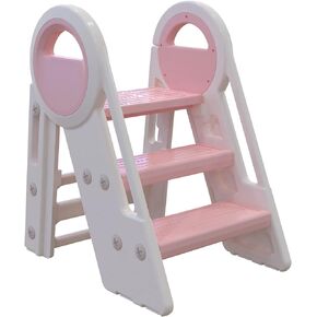 SKYROKU 2-in-1 Toddler 3 Step Stool with Safety Handrails, Durable Convertible Step Stool for Kids, Supports Up to 200 lbs, Stable Triangular Structure, Ideal for Kitchen & Bathroom Use(Grey)