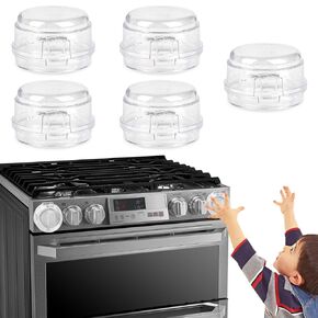 Stove Knob Covers for Child Safety 5PCS Gas Knob Cover with Adhesive Clear View Stove Knob Safety Covers Childproof Oven Stove Knob Safety Covers for Kids and Pets Universal Size