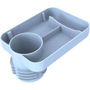 Car Seat Cup Holder Snack Tray - Silicone Food Trays for Travel with Expandable Soft Rubber Base Fits Most Cup Holders Portable Accessories Essentials for Small Fruit, Toys Blue