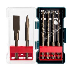 6 pcs SDS Plus Rotary Hammer Drill Bits, Carbide-Tipped Masonry Drill Bits and Chisels for Concrete, 5/32 3/16 1/4 3/8 inch SDS Plus Bits for Stone, Brick, with Storage Case