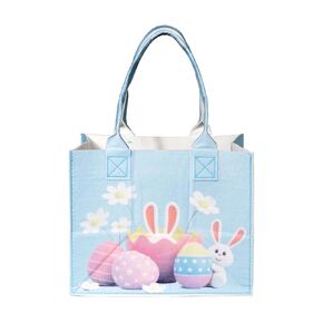 Easter Basket, Blue Easter Baskets for Kids, Cute Personalized Easter Basket with Handle for Easter Party