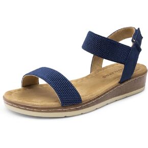DREAM PAIRS Women's Comfortable Dressy Cork Low Wedge Heels Cute Summer One Band Casual Flat Sandals with Adjustable Ankle Strap