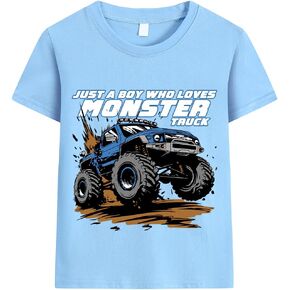 Boys T-Shirt Tee for Kids Short Sleeves Shirt Tractor Excavator Monster Truck Tops Clothes Cotton 2-7T