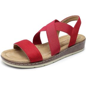 DREAM PAIRS Women's Summer Dressy Low Wedge Heels Comfortable Slip on Casual Flat Sandals for Walking Vacation