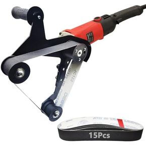 Pipe Tube Polisher Sander,980W Pipe Belt Sander with 6 Variable Speeds,Belt Grinder with 15Pcs Silicon Carbide Sanding Belts,Professional Polishing Tool for Rust Removal