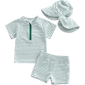 Baby Toddler Boys Swimsuit Infant Girl Swimsuits 6 12 18 24M 2T 3T 4T Bathing Suit Swimwear 3Pcs Set Rash Guard Hat