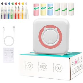 Mini Sticker Printer,Bluetooth Photo Printer,Portable Pocket Label Maker for School Supplies Anatomy Flashcards Ideal for Printing Study Notes,and Sticker printer Paper on iPhone Sticker Maker