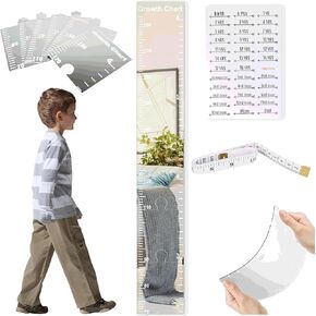 Growth Chart Mirror - Foldable Height Measuring Wall Decor, Puzzle Mirror & Height Chart Bedrooms - Fun and Functional Height Measurement Tool for People