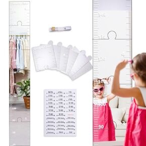 Puzzle Mirror Growth Chart, 47.24x7.09in Acrylic Growth Chart Mirror for Wall Height Measuring Mirror Kids Height Wall Chart Mirror for Nursery Wall Decor