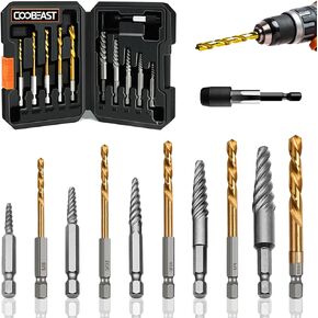 11Pcs Screw Extractor Set, Left Hand Drill Bit and Bolt Extractor Kit Easy to Remove Stripped Broken Damaged Screw Bolt and Nut Out, Reverse Drill Bit Extractor Set with Sturdy Case