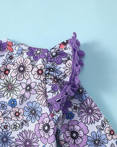Toddler Girl Swimsuit Baby Girl Bathing Suit Long Sleeve Floral Zipper One-Piece Rash Guard Swimsuit with Hat in Saudi Arabia