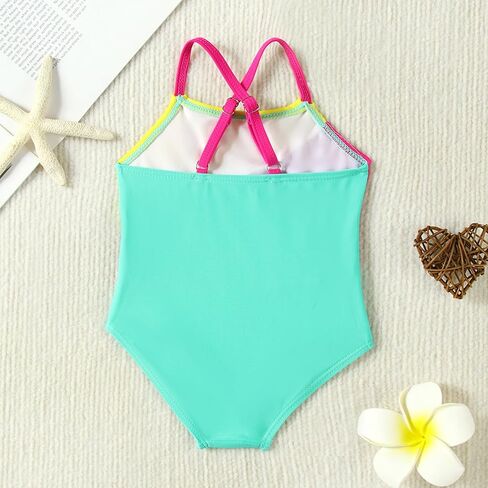 Toddler Baby Girl Swimsuit One-Piece Swimwear Color Block Bathing Suit Summer Bikini Set in Saudi Arabia