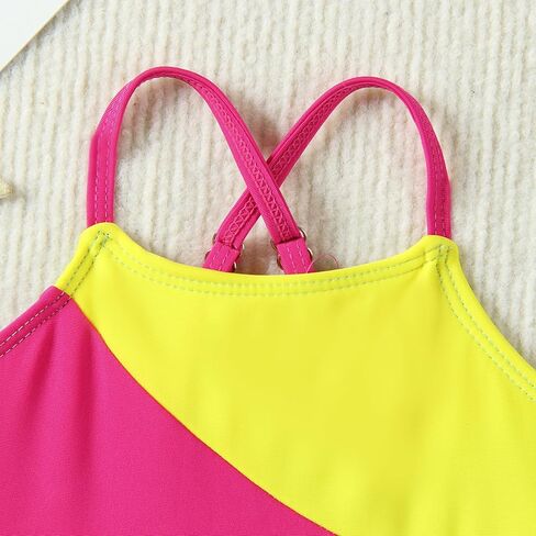 Toddler Baby Girl Swimsuit One-Piece Swimwear Color Block Bathing Suit Summer Bikini Set in Saudi Arabia