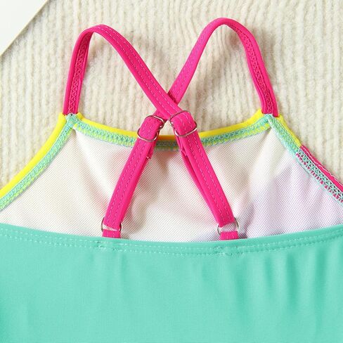 Toddler Baby Girl Swimsuit One-Piece Swimwear Color Block Bathing Suit Summer Bikini Set in Saudi Arabia