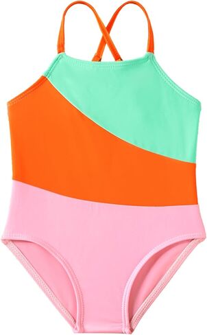Toddler Baby Girl Swimsuit One-Piece Swimwear Color Block Bathing Suit Summer Bikini Set in Saudi Arabia