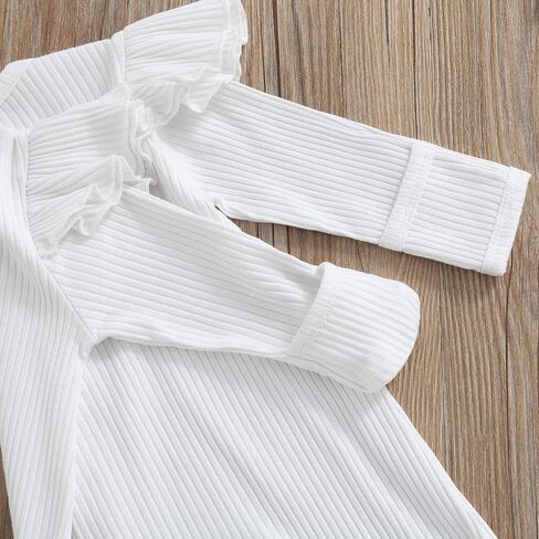 Baby Girl Newborn Outfit 0 3 6 Months Pure Color One Piece Bodysuit Ribbed Long Sleeve Full Zip Up Footie Headband in Saudi Arabia