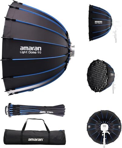 Amaran Light Dome 90 ، 3ft (90cm) Bowens Bowens Mountbox الكبير مع تصميم سريع للإفراج ، ومعدل الضوء الطبيعي ذو 16 جانبًا للقطات الجماعية ، والمقابلات ، وإعدادات الاستوديو ، متوافقة مع أضواء Amaran in Saudi Arabia