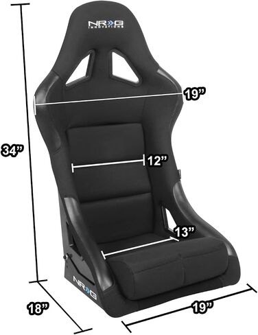 NRG Innovations FRP-302BK-V Bucket Racing Seat Double Layer FRP Black Vinyl Wrapped Mixed-density Foam 5 Point Harness Compatibility in Saudi Arabia