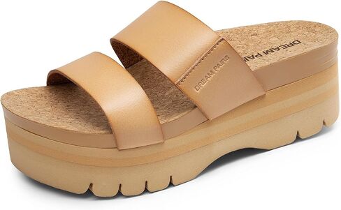 DREAM PAIRS Women's Platform Slides Sandals Comfortable Arch Support Footbed Two Strap Slip-on Fashion Beach Wedge Sandals in Saudi Arabia