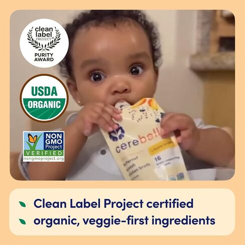 Cerebelly Organic Baby Food Pouches – Organic Beef Bone Broth Pouches | Protein, Healthy Fats, Non-GMO | Baby Food Meals | 4 Ounce BPA-Free Toddler Pouches | Carrot Beef Bone Broth | 6 Count in Saudi Arabia