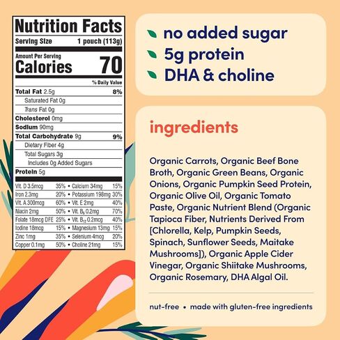 Cerebelly Organic Baby Food Pouches – Organic Beef Bone Broth Pouches | Protein, Healthy Fats, Non-GMO | Baby Food Meals | 4 Ounce BPA-Free Toddler Pouches | Carrot Beef Bone Broth | 6 Count in Saudi Arabia