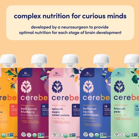 Cerebelly Organic Baby Food Pouches – Organic Beef Bone Broth Pouches | Protein, Healthy Fats, Non-GMO | Baby Food Meals | 4 Ounce BPA-Free Toddler Pouches | Carrot Beef Bone Broth | 6 Count in Saudi Arabia