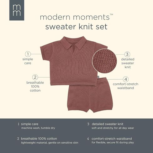 Modern Moments by Gerber Baby Boys 2-piece Johnny Collar Sweater and Short Set in Saudi Arabia