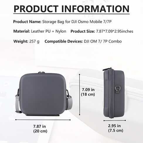 Travel Case for DJI OM 7P/OM7/OM8 - Portable Storage Bag Hardshell Carrying Case Fits DJI Osmo Mobile 7/7P /OM8 Smartphone Gimbal Stabilizer and Accessories(Grey) in Kuwait