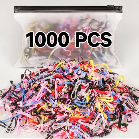 1000 pcs Elastic Hair Rubber Bands Mini. Disposable rubber Mini Rubber, Soft Small Hair Ties for Girls, Elastic Ponytail Accessories,Baby Hair Styling (Muticolor) in Saudi Arabia