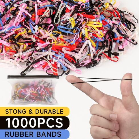 1000 pcs Elastic Hair Rubber Bands Mini. Disposable rubber Mini Rubber, Soft Small Hair Ties for Girls, Elastic Ponytail Accessories,Baby Hair Styling (Muticolor) in Saudi Arabia