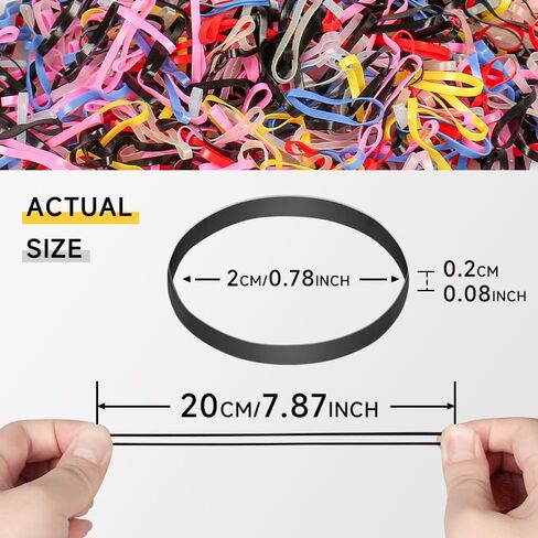 1000 pcs Elastic Hair Rubber Bands Mini. Disposable rubber Mini Rubber, Soft Small Hair Ties for Girls, Elastic Ponytail Accessories,Baby Hair Styling (Muticolor) in Saudi Arabia