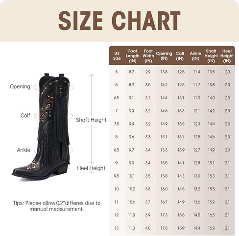 Cowboy Boots for Women - Fringe Knee High Cowgirl Boots with Classic Embroidery, Pointed Toe Pull on Retro Design, Perfect for Western Parties, Weddings and Events in Saudi Arabia