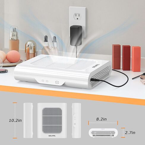 Professional Nail Dust Collector, Adjustable Nail Dust Collector for Acrylic Nails , Electric Nail Vacuum Fan, Low Noise, Dust Collector for Nail Polishing &Salon.White. in Kuwait