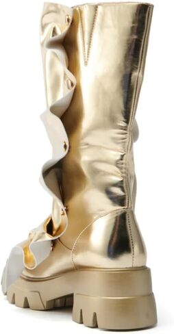 Downogni Womens Mid Mid العجل السحب على حذاء مسطح مسطح تم تفكيك الأزرار المفصلية in Kuwait
