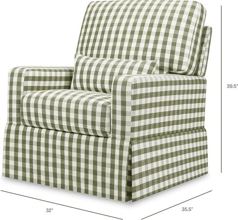 تحمل الاسم نفسه Crawford Pillowback Comfort Swivel Glider في Green Gingham ، طارد المياه ومقاومة للبقع ، Greenguard Gold & Certipur-US معتمد in Kuwait