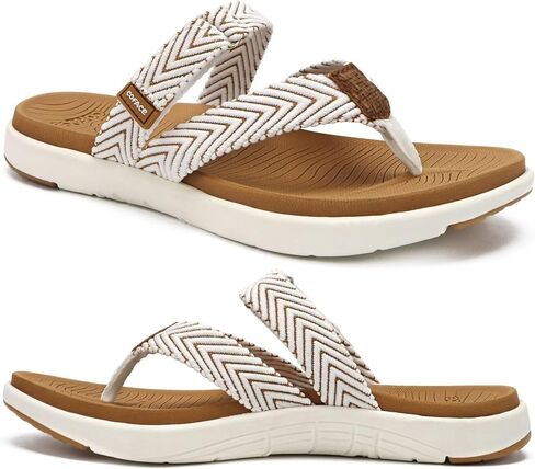 COFACE Womens Trendy Orthotic Flip Flops Lightweight Yoga Mat Thick Cushion Walking Thong Sandals Adjustable Slip On Slippers With Comfortable Plantar Fasciitis Arch Support in Kuwait
