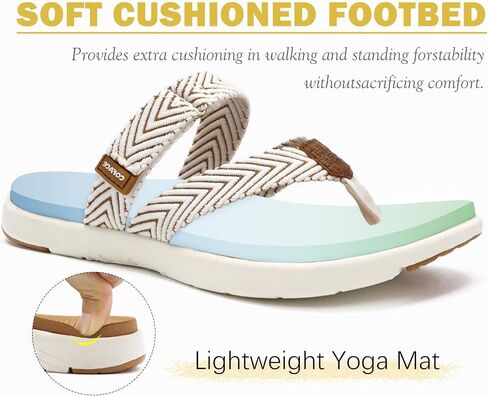 COFACE Womens Trendy Orthotic Flip Flops Lightweight Yoga Mat Thick Cushion Walking Thong Sandals Adjustable Slip On Slippers With Comfortable Plantar Fasciitis Arch Support in Kuwait
