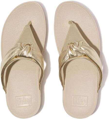 FitFlop Women's Lulu Padded-Knot Metallic-Leather Toe-Post Sandals Wedge in Kuwait