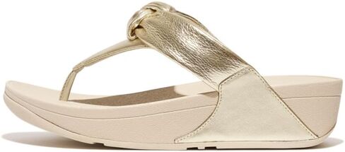 FitFlop Women's Lulu Padded-Knot Metallic-Leather Toe-Post Sandals Wedge in Kuwait