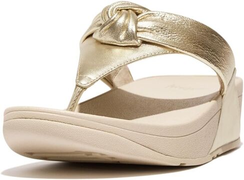 FitFlop Women's Lulu Padded-Knot Metallic-Leather Toe-Post Sandals Wedge in Kuwait