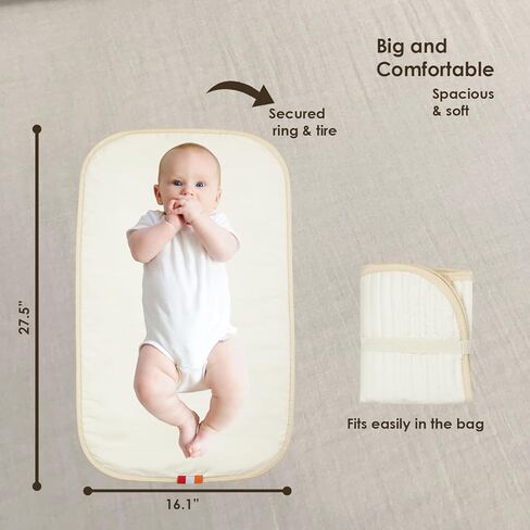 Portable Diaper Changing Pad-Quilted Thicker Waterproof Changing Pad-Change Pad Liner Bed Pad Play Mat-Travel Diaper Changing Pad (Flat) in Kuwait