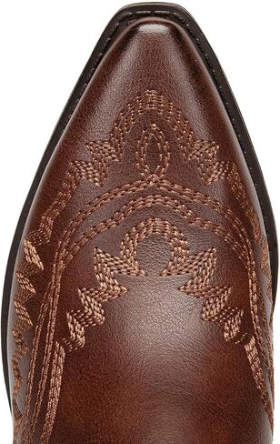 Athlefit Cowboy Boots for Women Western Cowgirl Square Toe boots Embroidery Chunky Heel Mid-Calf Boots in Saudi Arabia