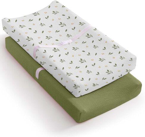 Mi Flor Muslin Changing Pad Cover – Ultra Soft Oeko-Tex Certified Baby Changing Table Cover with Elastic Corners, 360° Fit, Lightweight, Breathable, Fits Most Changing Pads – 2 Pack in Saudi Arabia