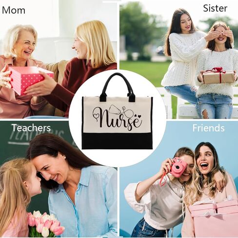 حقيبة حمل من القماش للممرضة، حقيبة ممرضة، حقيبة حمل من القماش للهدايا، حقيبة حمل من القماش القطني للنساء، هدية للممرضة المستقبلية، هدية تخرج طالب التمريض، حقيبة تسوق قابلة لإعادة الاستخدام للممرضة C1 in Kuwait